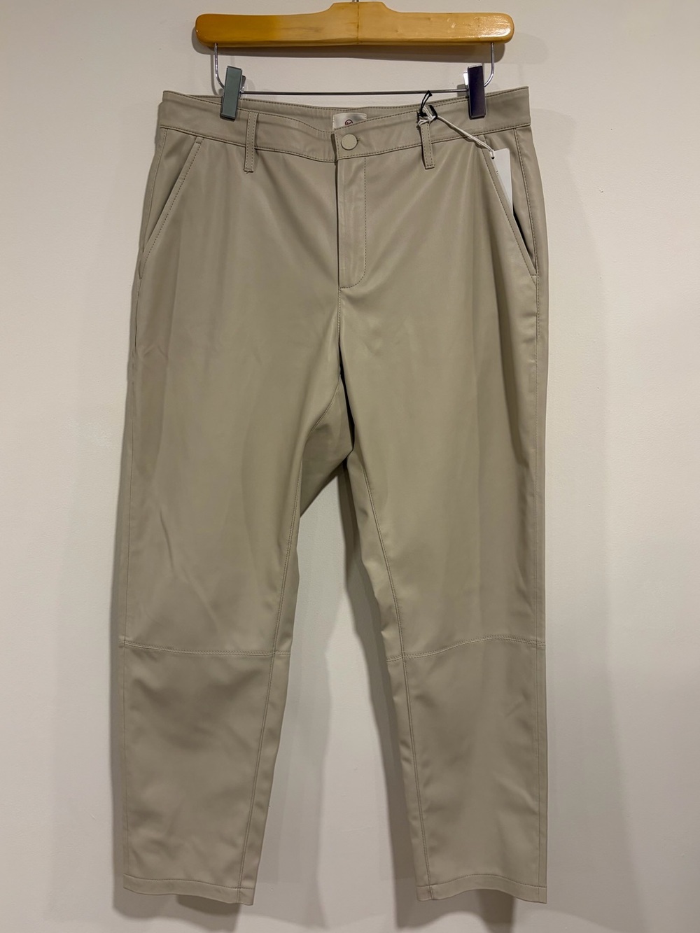 AG Adriano Goldschmied Vegan Leather Pants Beige Caden Women's 29